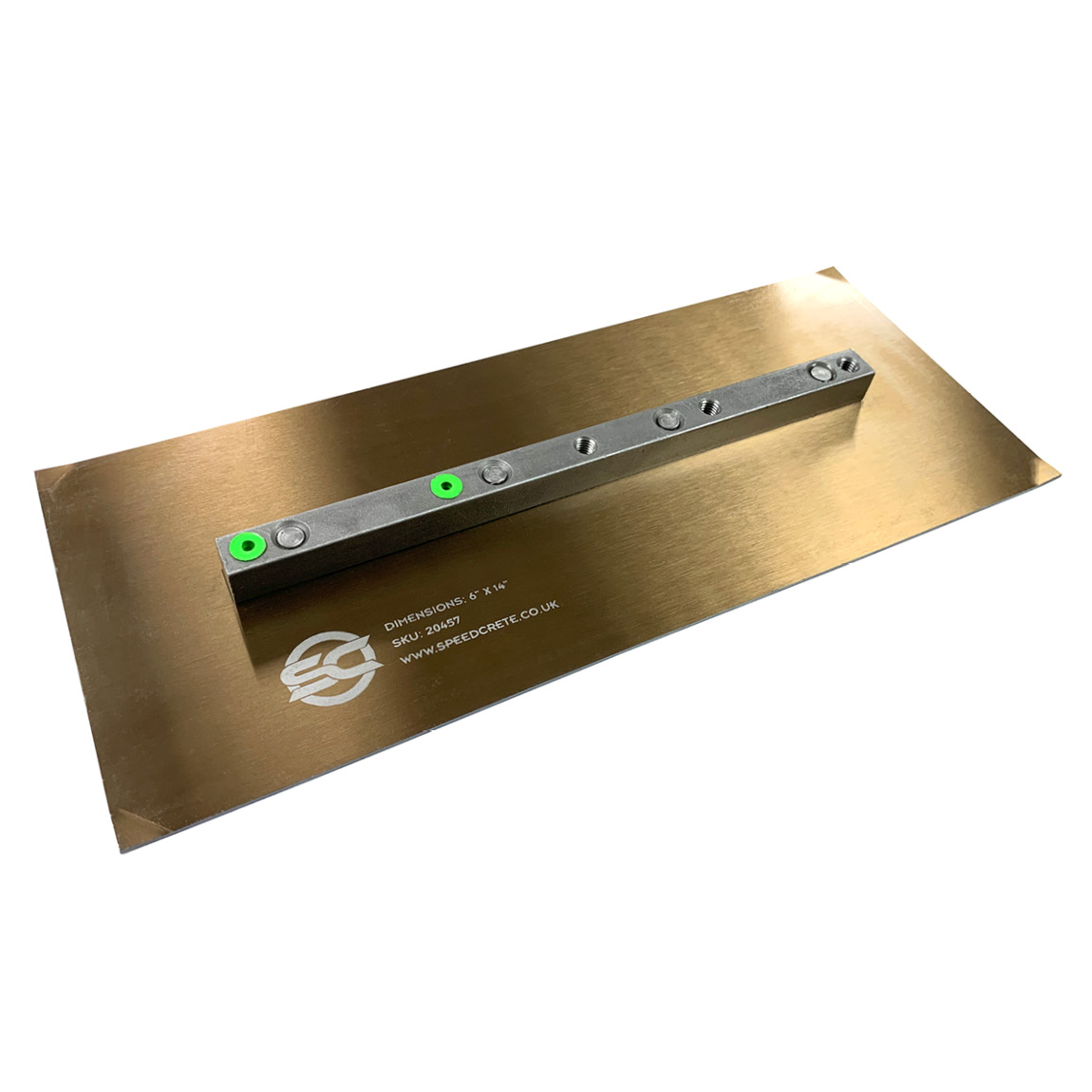 36" Trowel Blades | Metric Bolts Inc | 4/pack | 6" x 14". These concrete finishing blades are used on various 36" Pedestrian and Ride-on power trowels. Made from SK5 steel. Available from Speedcrete, United Kingdom.