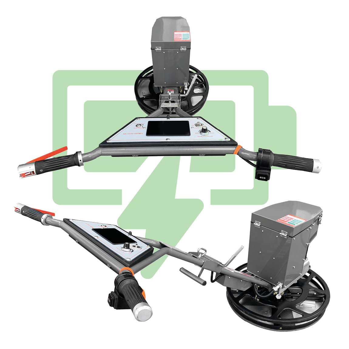 The new battery powered edging trowel available in the United Kingdom via Speedcrete. These walk-behind concrete finishing edgers are used in environments where fumes and high noise levels need to be a safety consideration. Available from Speedcrete Unite