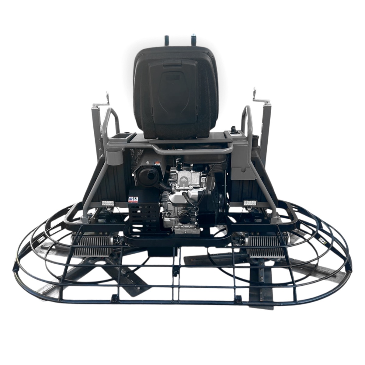 This 46" concrete finishing trowel has the traditional stick steer and 10-blade (5 per spider). This ride-on trowel delivers the high productivity and surface quality demanded on today’s concrete job-sites.