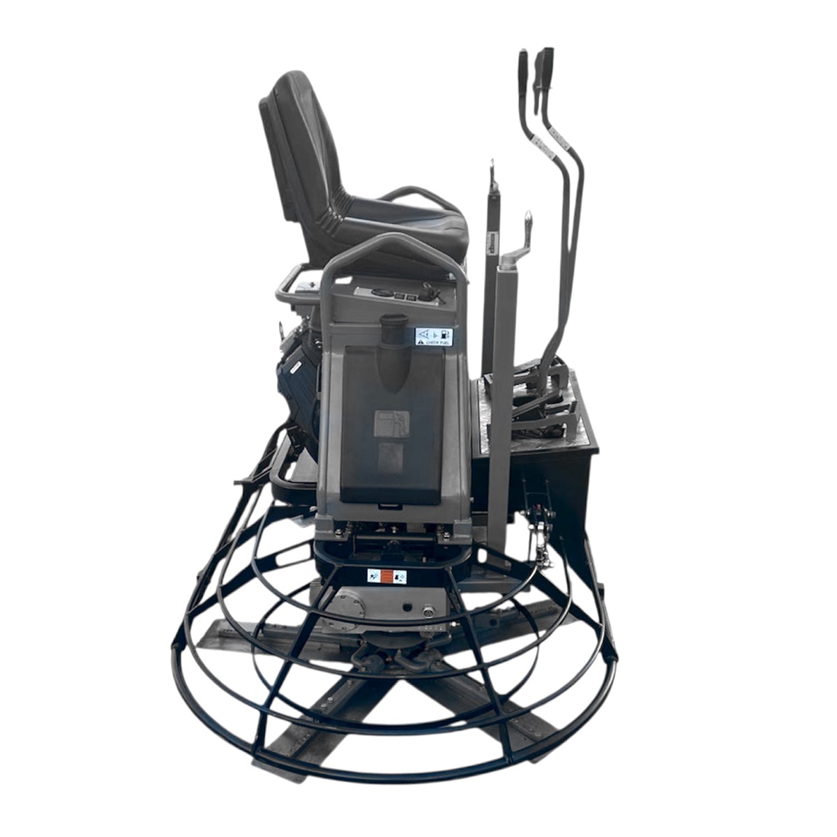 This 46" concrete finishing trowel has the traditional stick steer and 10-blade (5 per spider). This ride-on trowel delivers the high productivity and surface quality demanded on today’s concrete job-sites.