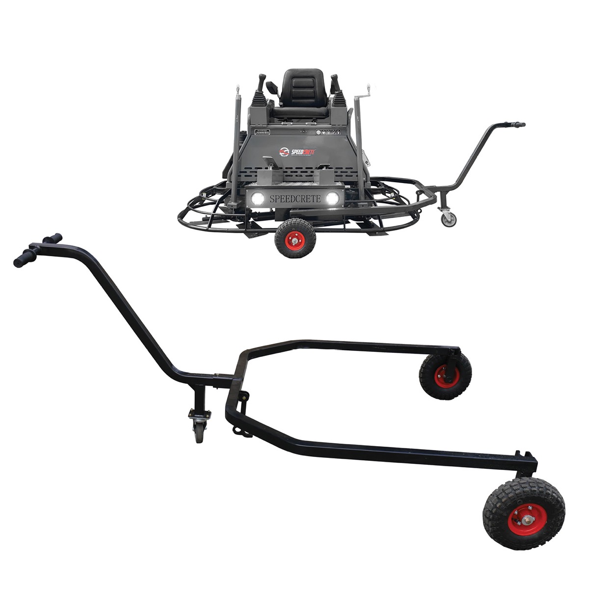 Concrete finishing and levelling power trowel. This five blade hydraulic machine is supplied by Speedcrete for concrete professionals in the United Kingdom.