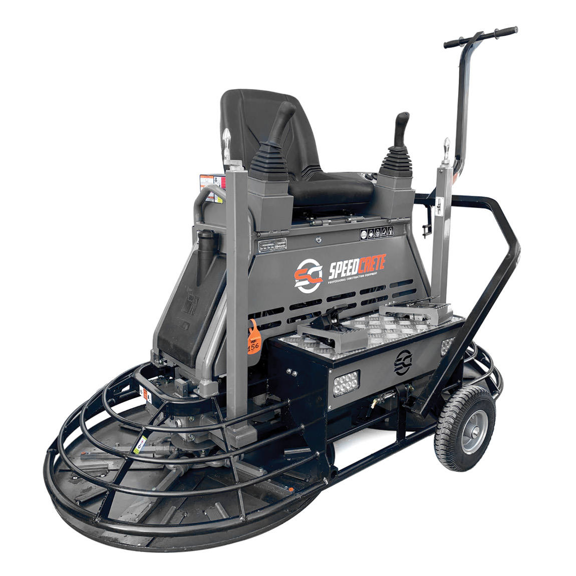 Concrete finishing and levelling power trowel. This five blade hydraulic machine is supplied by Speedcrete for concrete professionals in the United Kingdom.