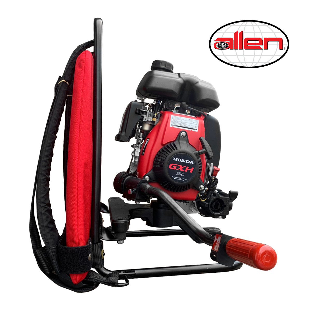 The backpack poker from Allen Engineering has a Honda GXH50 petrol powered engine which is connected to an ergonomically designed backpack. This concrete poker can be purchased via Speedcrete, United Kingdom.