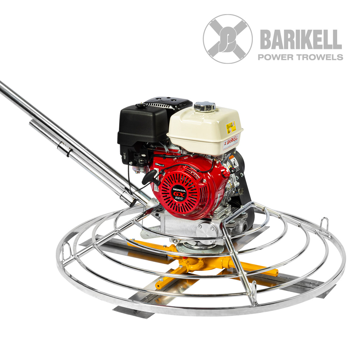 The Barikell 46" petrol powered finishing trowels. These concrete power trowels are made in Italy and sold in the United Kingdom via Speedcrete.