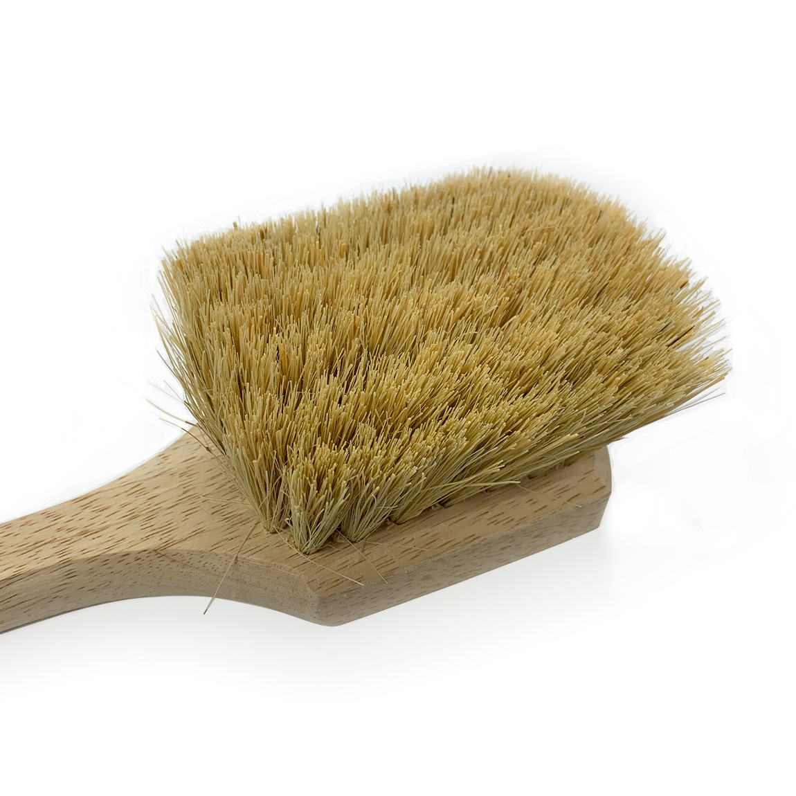 Brushes with a long wooden arm used in construction for cleaning concrete and cement. These robust brushes are plastic fibres, Tampico and Palmyra. Available from Speedcrete, United Kingdom.