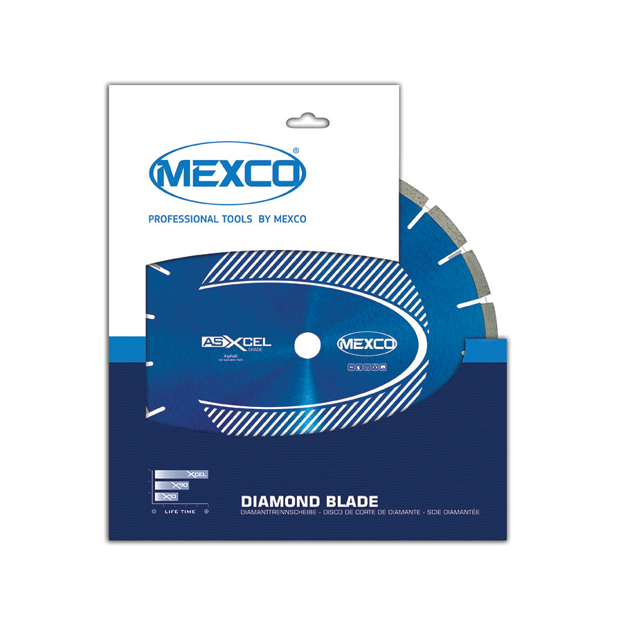 A diamond blade for cutting asphalt. The ASXCEL is a superior diamond cutting blade.
Developed to meet the needs of contractors and builders who cut on a regular basis and demand a superior cut every time. Speedcrete, United Kingdom.