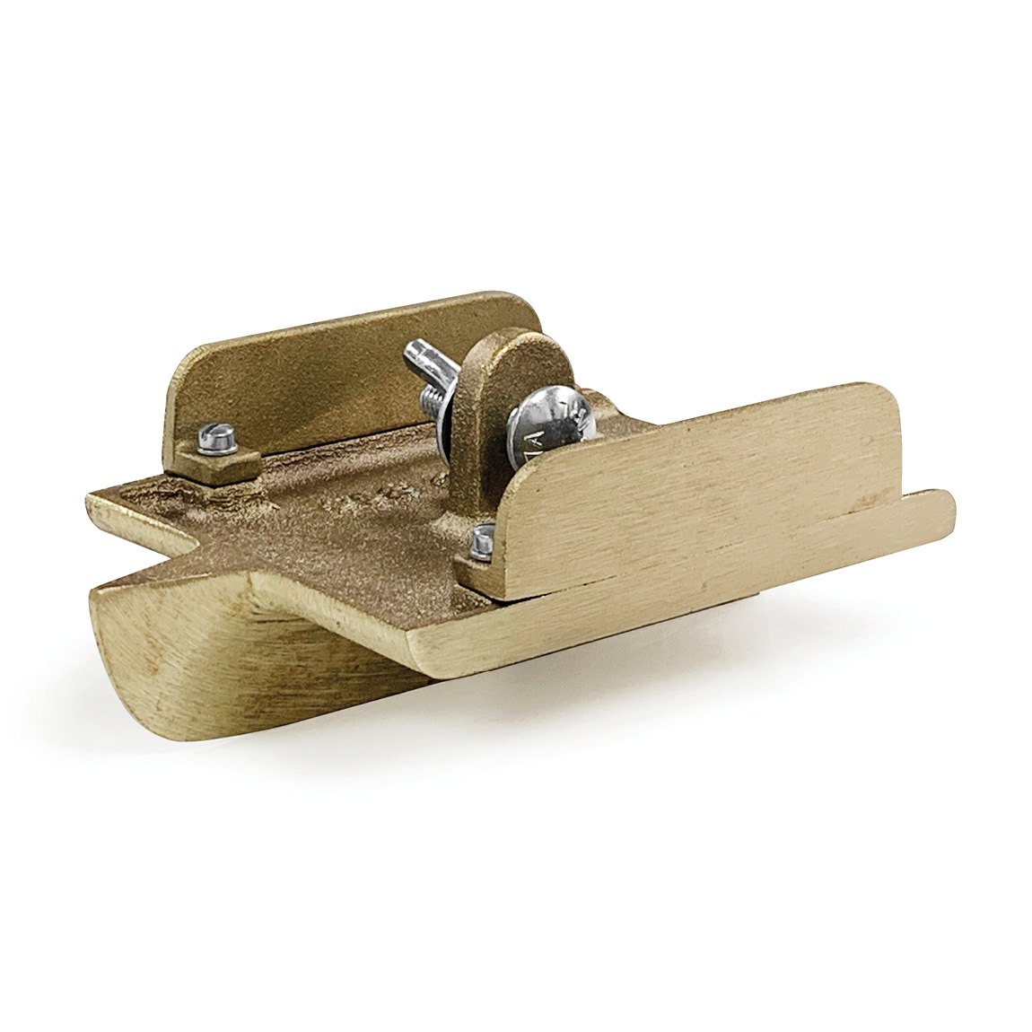 Clevis handle attached to a bronze concrete groover. This is used to create expansion joints in concrete. Available from Speedcrete, United Kingdom.