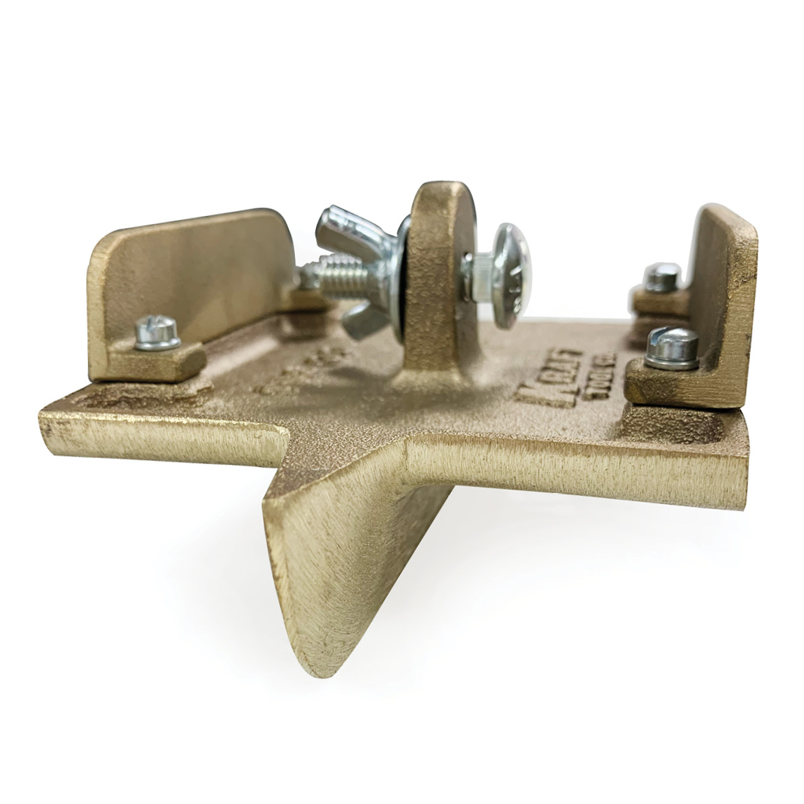 Clevis handle attached to a bronze concrete groover. This is used to create expansion joints in concrete. Available from Speedcrete, United Kingdom.