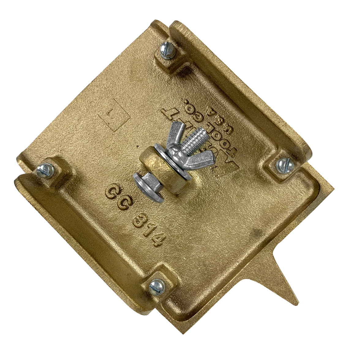 Clevis handle attached to a bronze concrete groover. This is used to create expansion joints in concrete. Available from Speedcrete, United Kingdom.