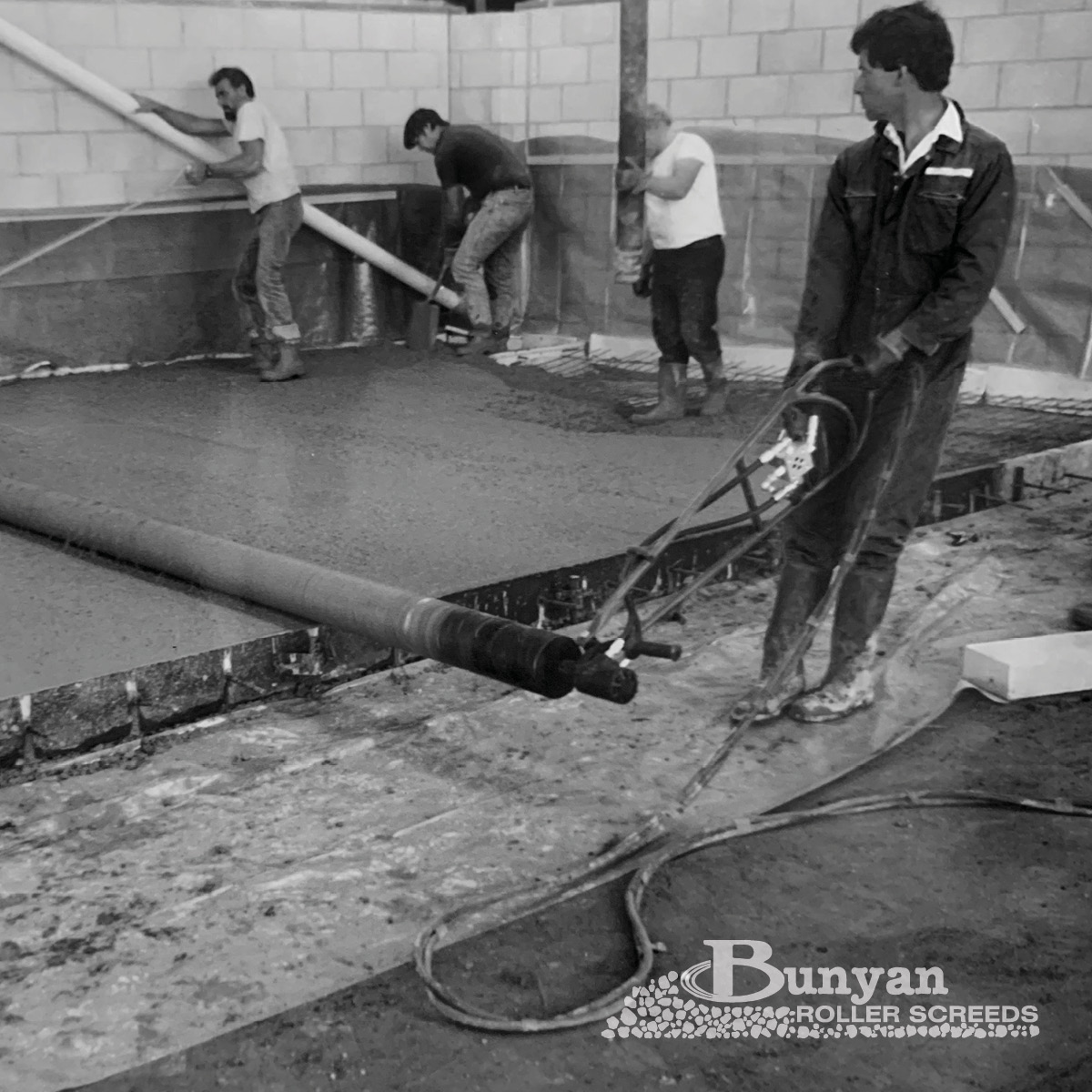 Hire or buy a Bunyan Striker roller screed from Speedcrete, suppliers of professional concrete finishing equipment in the United Kingdom.