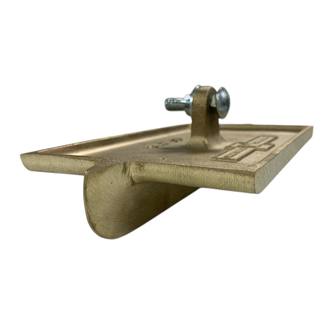 Bronze Double Bit Walking Groover 8" x 4-1/2" 1/4"R, 1"D. This Long wearing single piece bronze construction produces a 1 In. deep, 1/2 In. wide groove with a 1/4 In. radius in the concrete to prevent chipping and shrinkage. Double end bit for smooth back