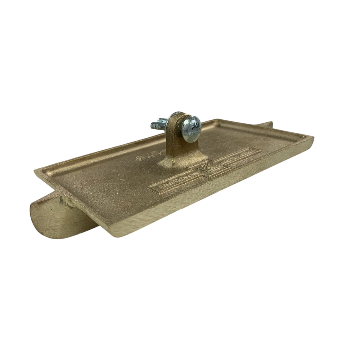 Bronze Double Bit Walking Groover 8" x 4-1/2" 1/4"R, 1"D. This Long wearing single piece bronze construction produces a 1 In. deep, 1/2 In. wide groove with a 1/4 In. radius in the concrete to prevent chipping and shrinkage. Double end bit for smooth back