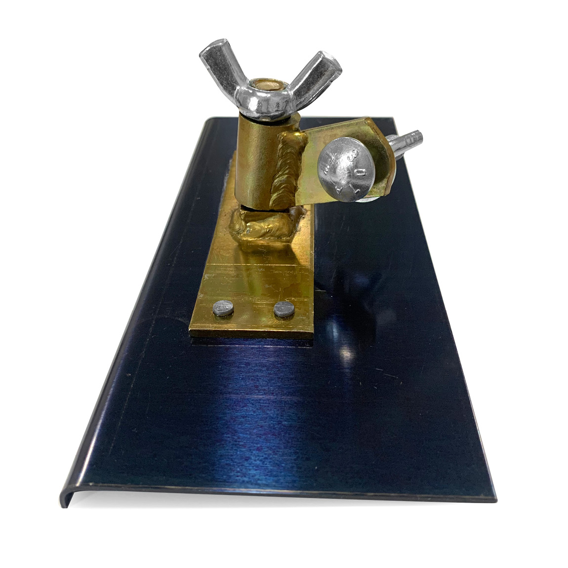 The 9" long blue steel blade moves smoothly along edges of concrete roads and slabs. This edger creates a 1/4" radius, with a lip, on the edge of concrete slabs to prevent the edges from chipping with wear. Available from Speedcrete, United Kingdom.