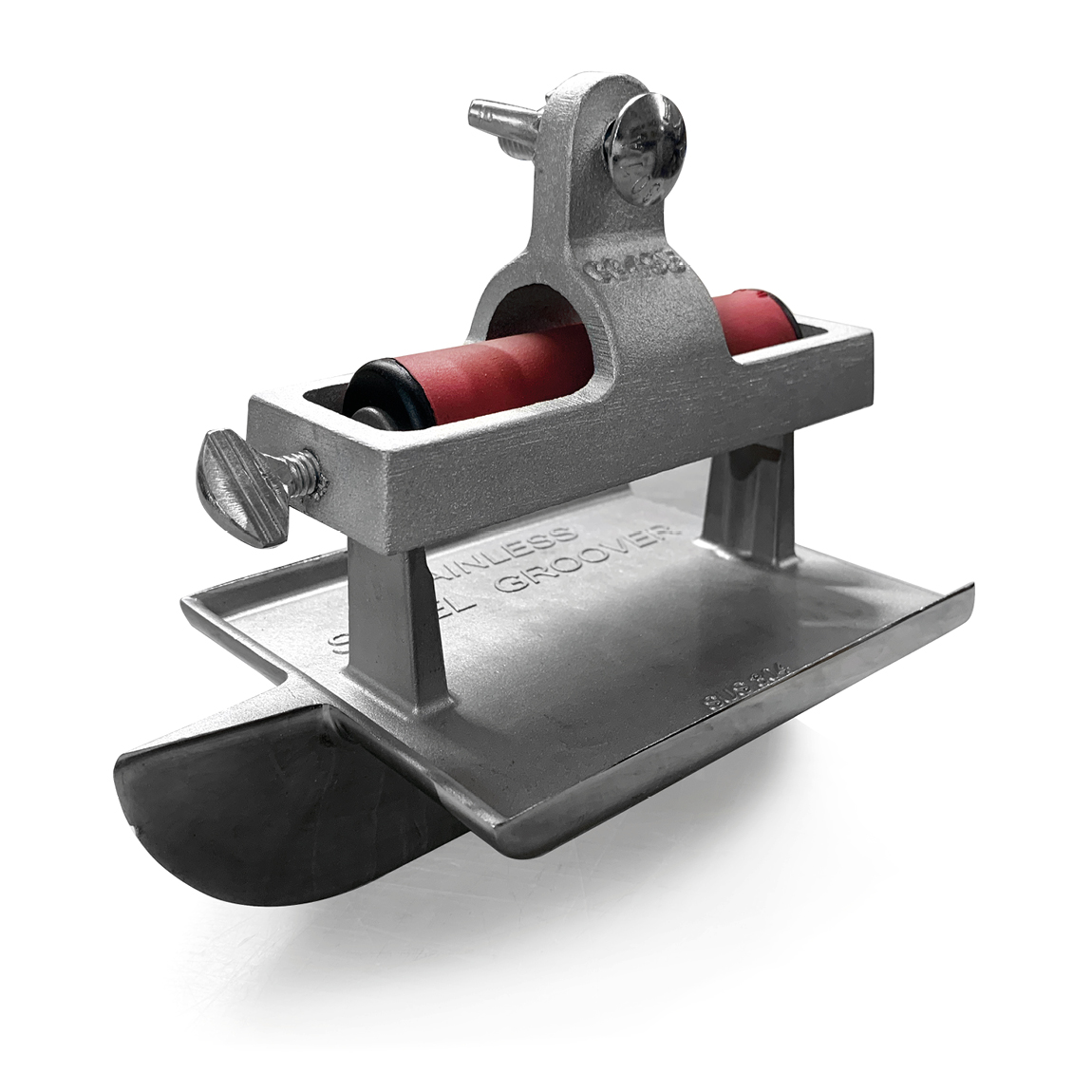 These brackets allow hand held groovers to be attached to long poles for large concrete slab reach. This float convertor bracket tightly holds your hand groover into a fixed position for accuracy at length. Available via Speedcrete, United Kingdom.