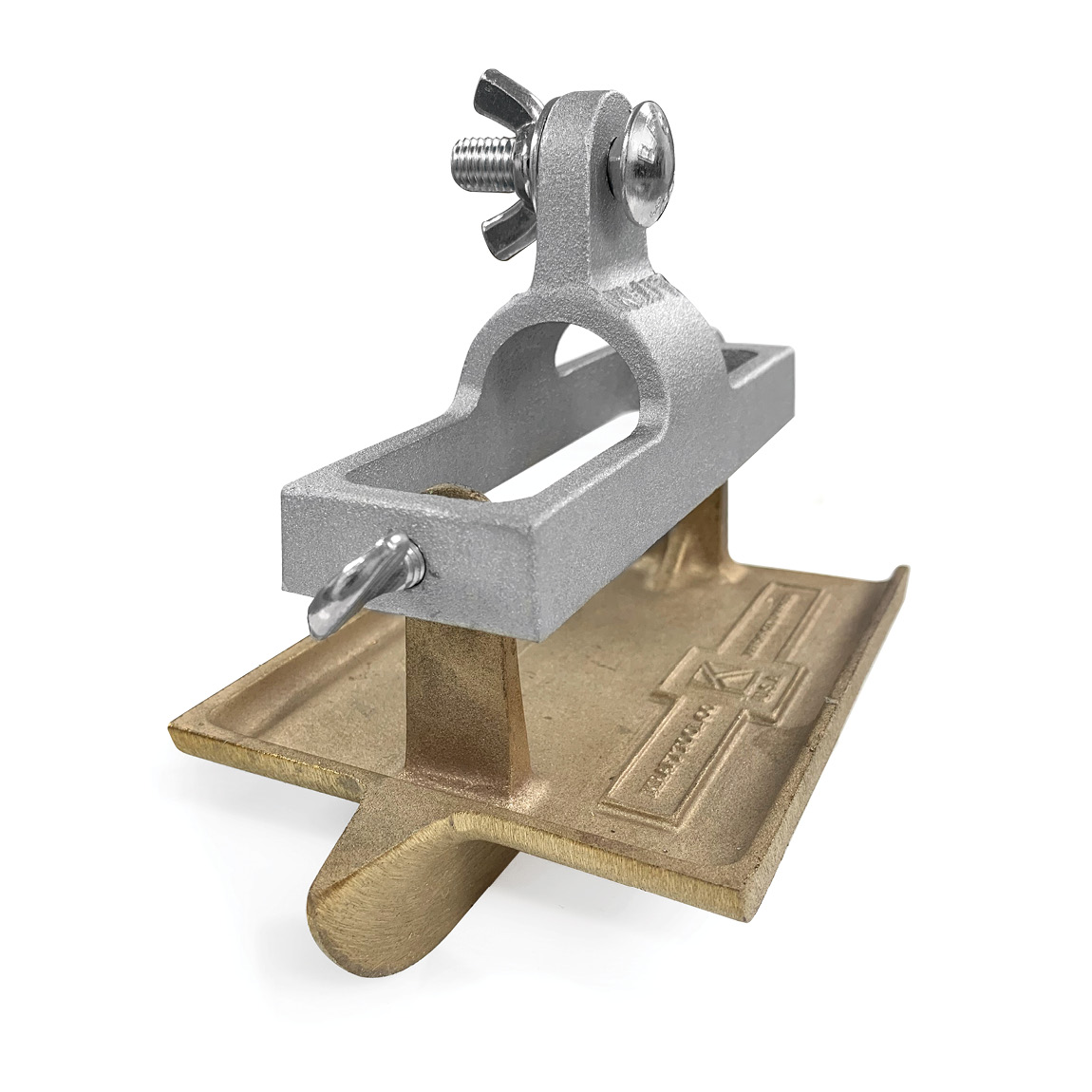 These brackets allow hand held groovers to be attached to long poles for large concrete slab reach. This float convertor bracket tightly holds your hand groover into a fixed position for accuracy at length. Available via Speedcrete, United Kingdom.