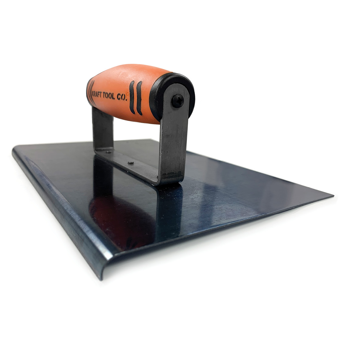 CF678PF Curved Edge Hand Trowel in blue Steel with a Proform  handle. These trowels are used by concrete finishing professionals to give concrete a curved edge. Available from Speedcrete, United Kingdom.