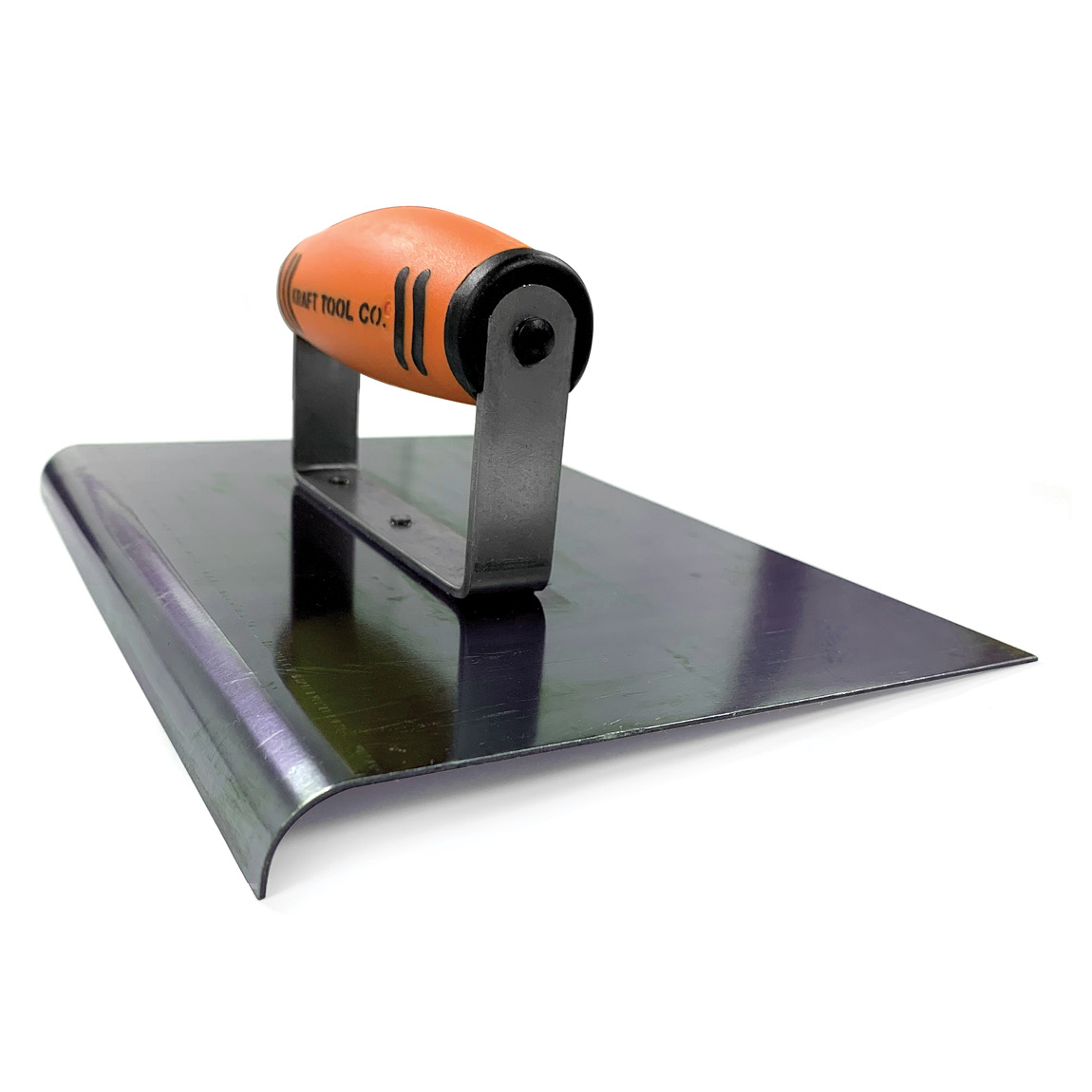 CF678PF Curved Edge Hand Trowel in blue Steel with a Proform  handle. These trowels are used by concrete finishing professionals to give concrete a curved edge. Available from Speedcrete, United Kingdom.