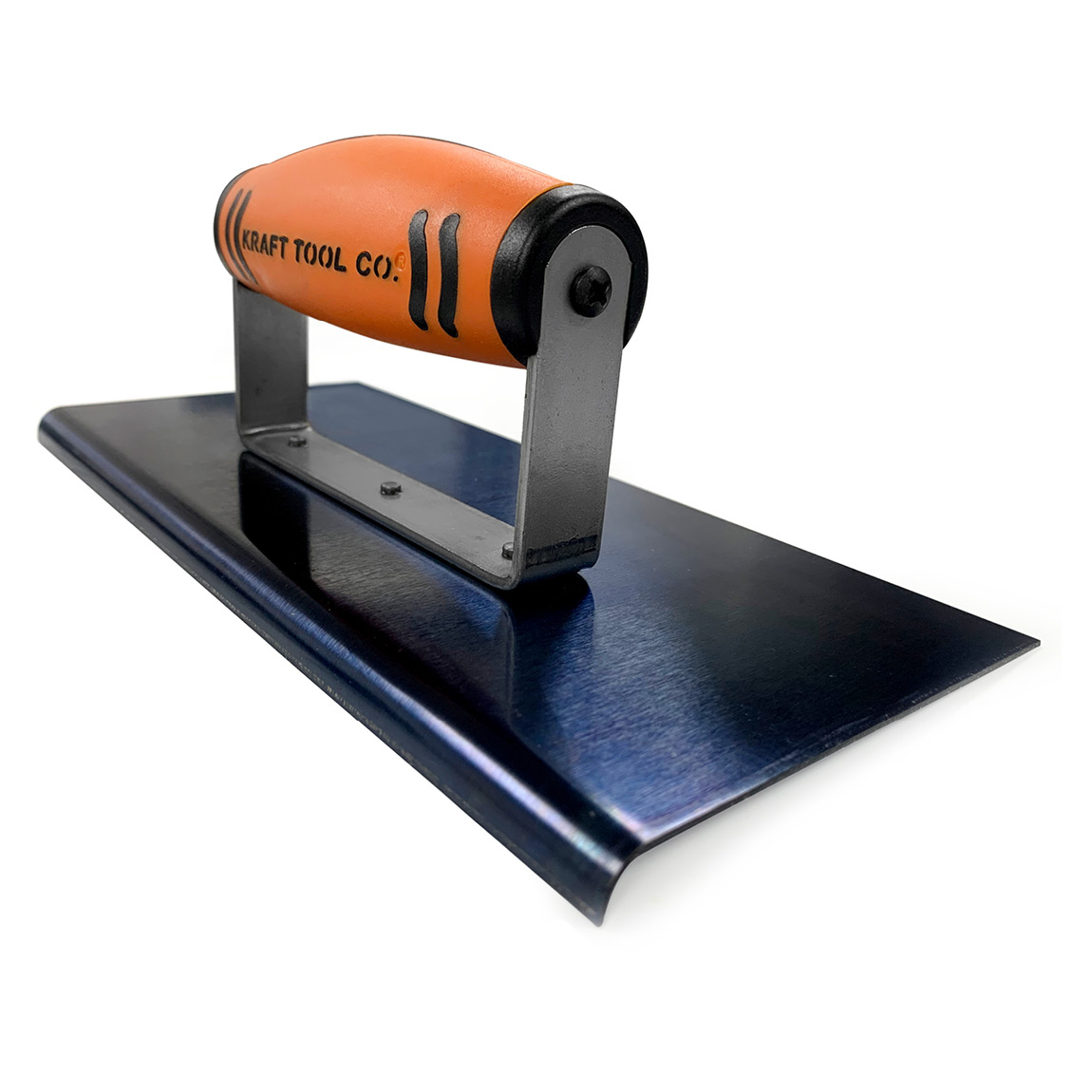 CF678PF Curved Edge Hand Trowel in blue Steel with a Proform  handle. These trowels are used by concrete finishing professionals to give concrete a curved edge. Available from Speedcrete, United Kingdom.