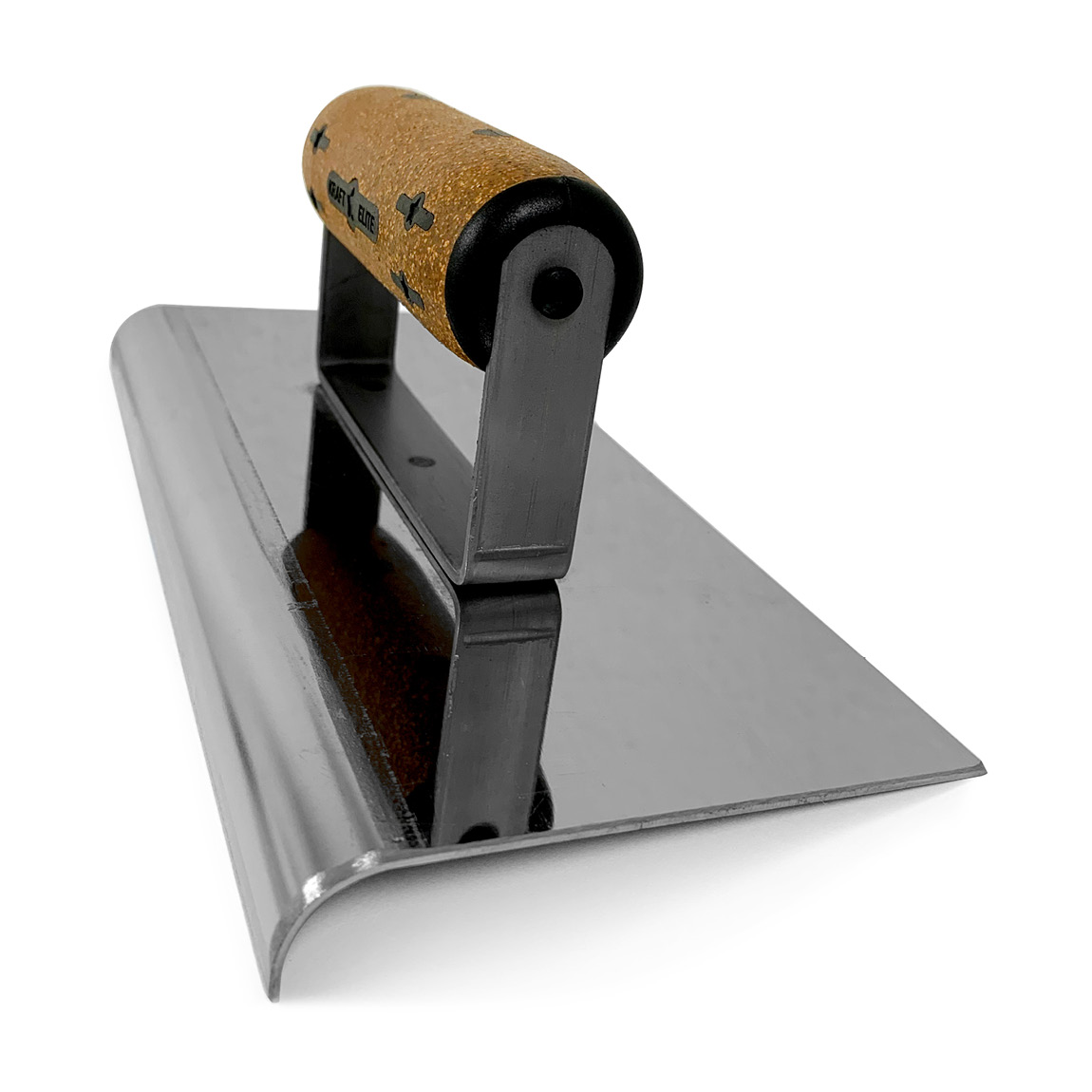 9" x 4" 1/2"R Elite Series Five Star™ NY Stainless Steel Highway Edger with Cork Handle. Available from Speedcrete, United Kingdom.