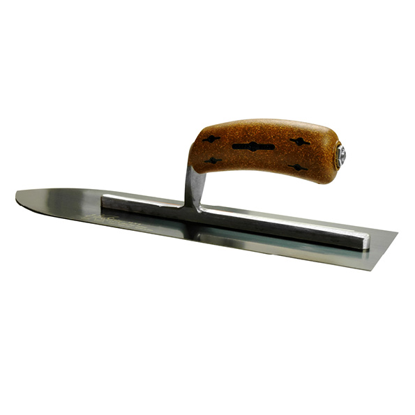 14" x 4" Elite Series Five Star™ Blue Steel Pointed Sword Trowel with Cork Handle.
Broken-in and ready for use! Designed and engineered for the professional finisher.