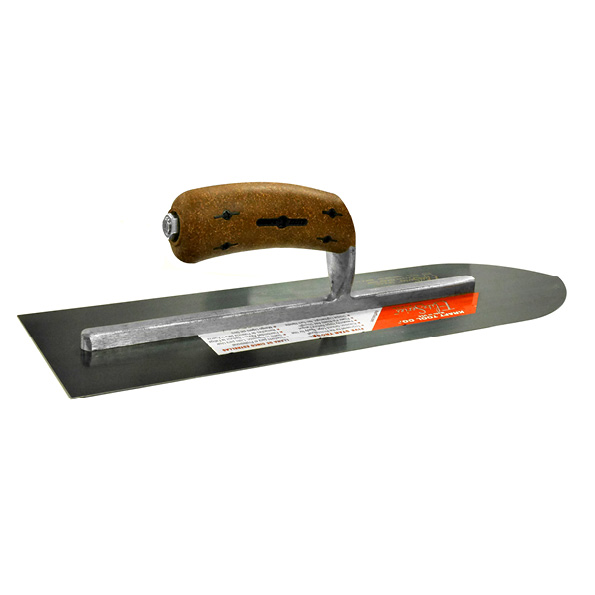 16" x 4-1/2" Elite Series Five Star™ Blue Steel Pointed Sword Trowel with Cork Handle. Broken-in and ready for use! Designed and engineered for the professional finisher. A unique, innovative blade.