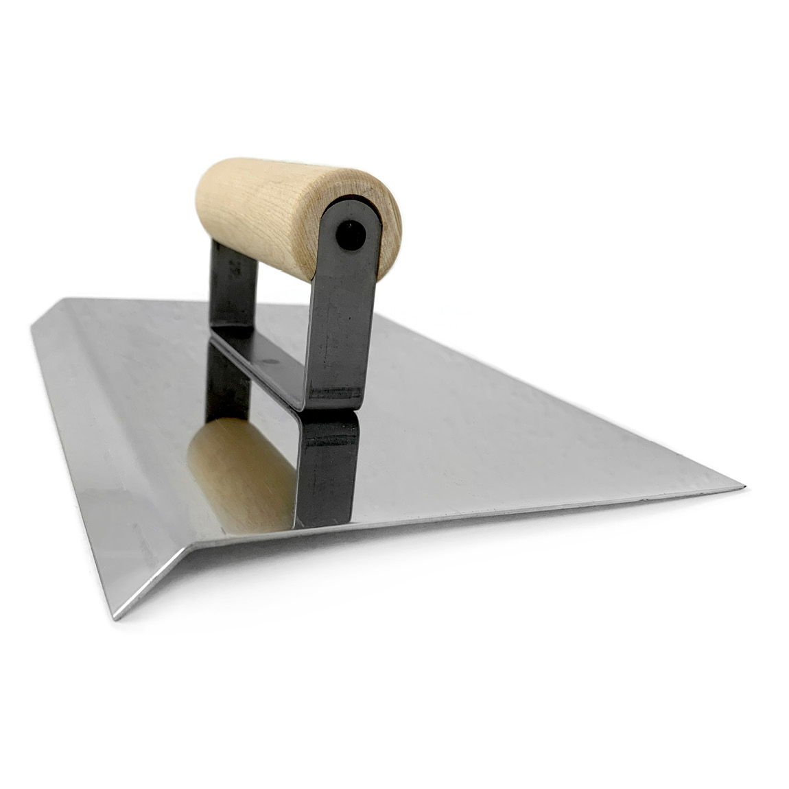 The 10 In. long stainless steel blade moves smoothly along the edge of concrete slabs. The tool is designed to produce a bevel edge on a concrete slab. This edger creates a 45° radius on the edge to prevent chipping with wear. Speedcrete, United Kingdom.