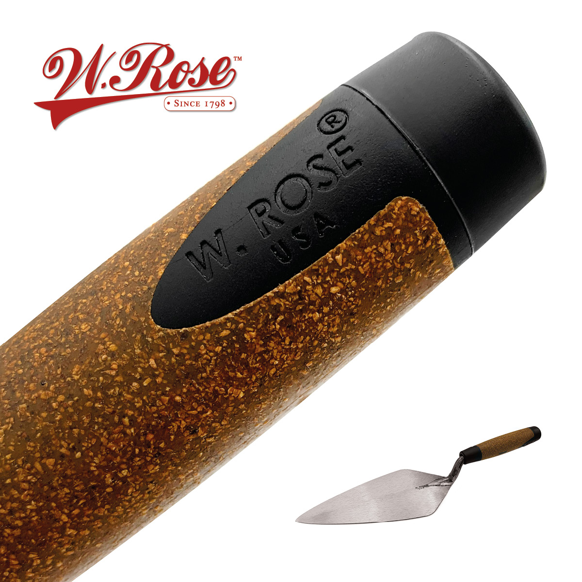 Cork handled Narrow London W.Rose trowels can be bought from Speedcrete, United Kingdom. The trowels are forged using a special process to I've the trowel flexibility and strength,