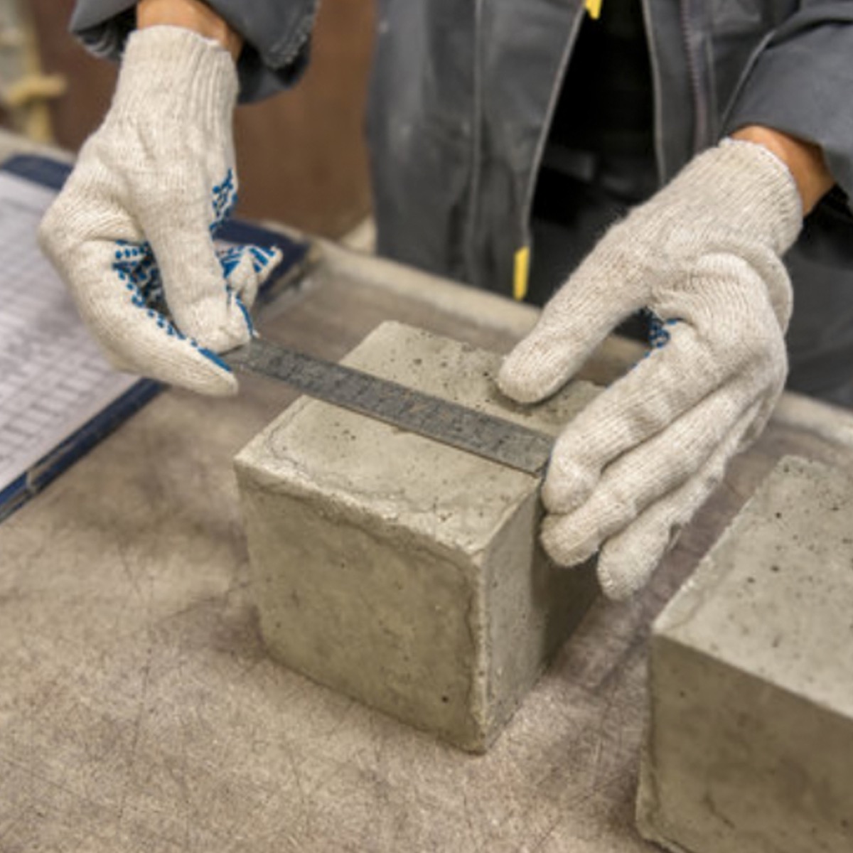 Cube moulds are used to gather concrete samples for lab testing.