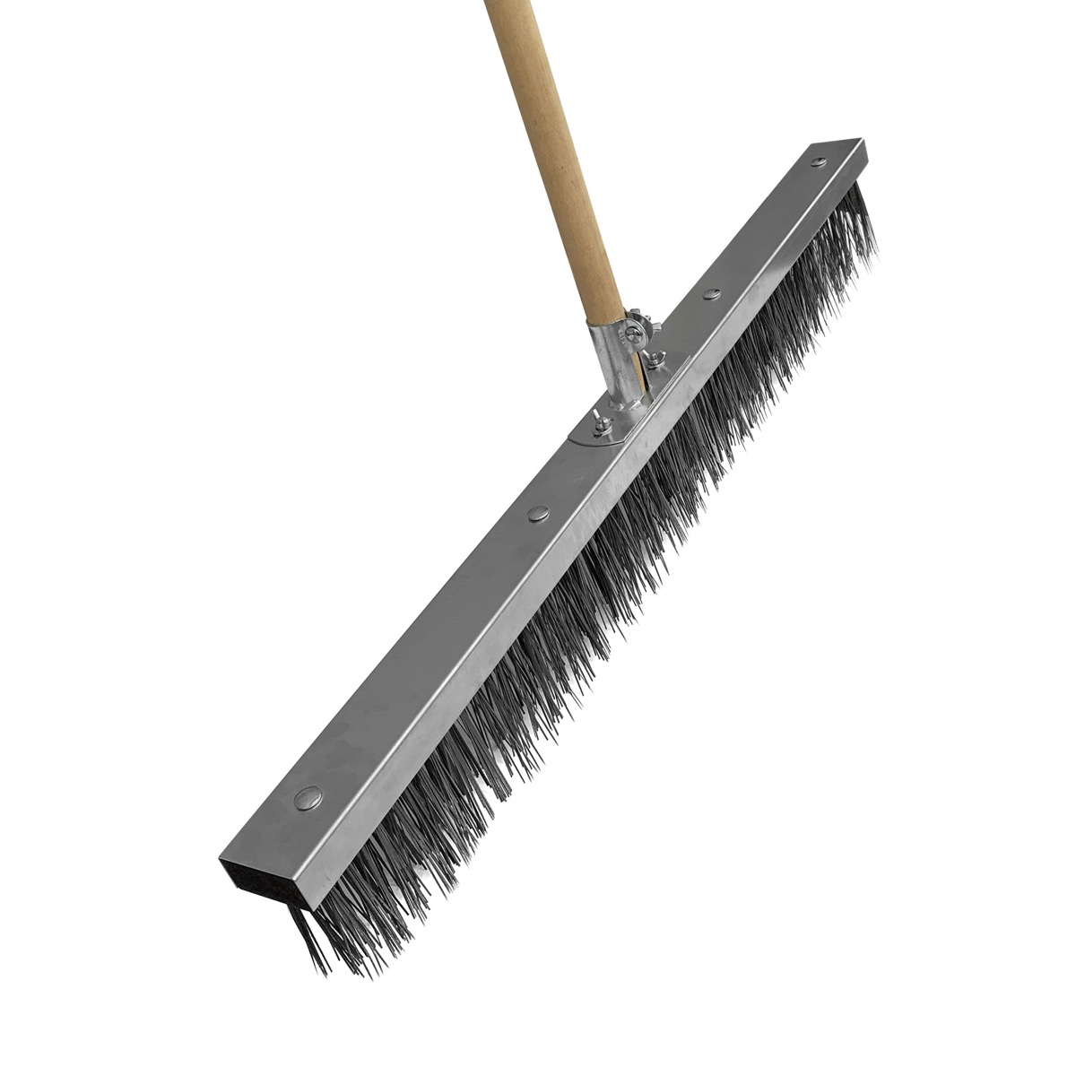 Metal brush for texturing concrete available at a 3ft width. Bracket and broom attached.