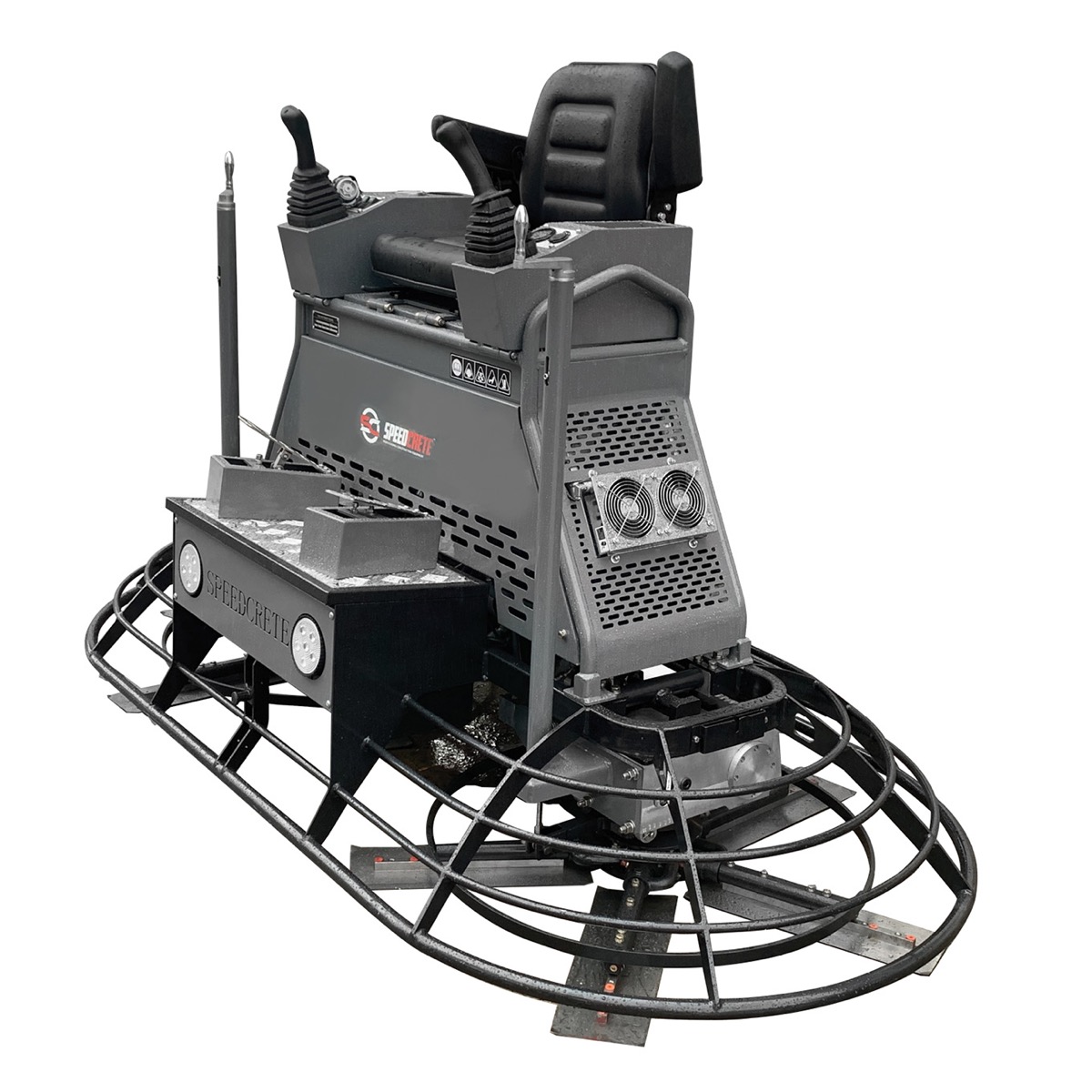 This powerful 5 blade 46" ride-on trowel is used to level concrete across large slabs and bays. Speedcrete have developed this machine as the ultimate concrete professional rider for the United Kingdom.