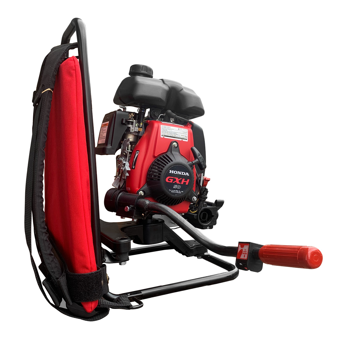 Allen Engineering backpack GXH50 Honda drive unit, available from Speedcrete United Kingdom. This concrete vibratory poker backpack and engine can connect to various vibrator flex lengths and head size combinations.