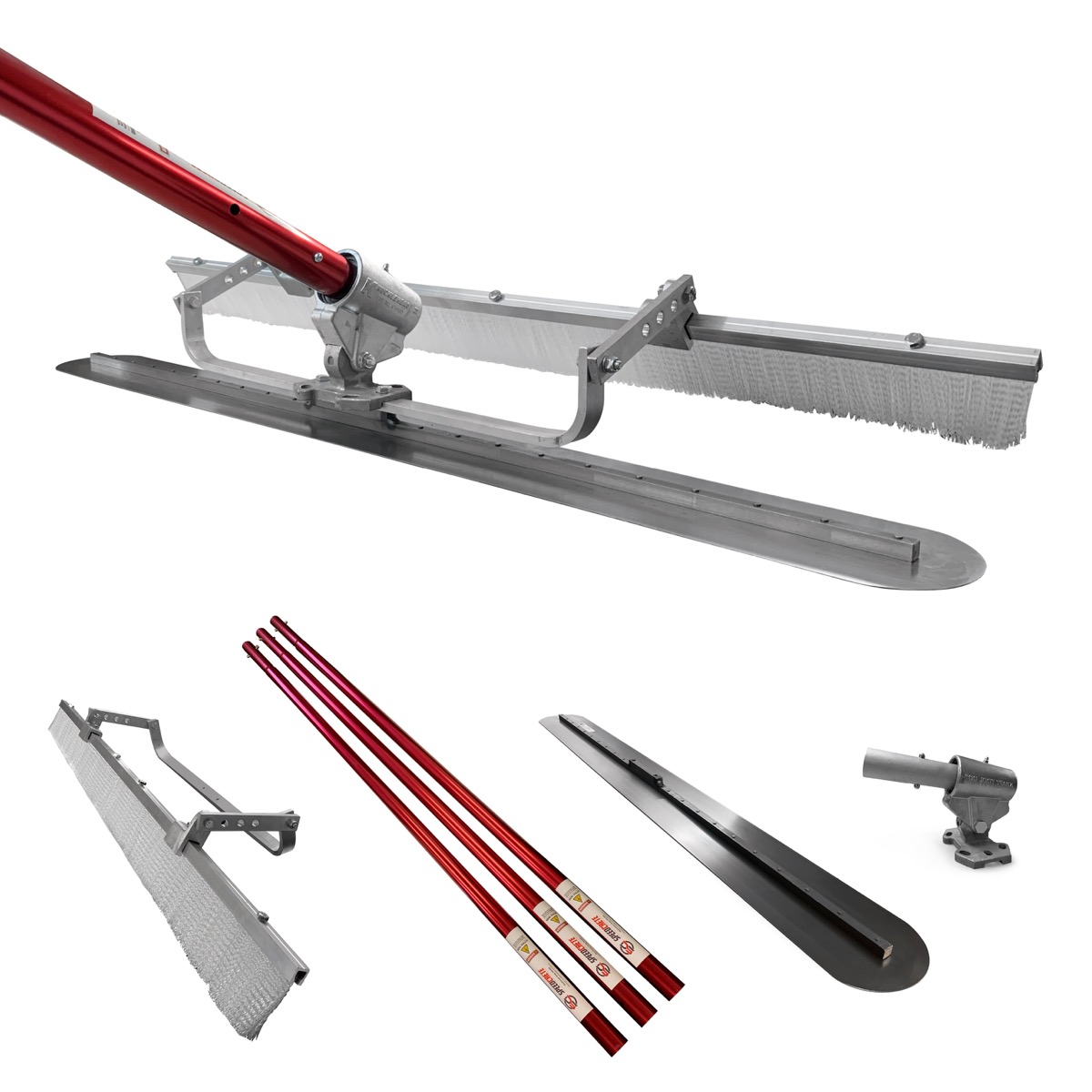 This Fresno float comes with a choice of broom strength which is attached via a bracket. The tilt-action gear box attaches to snap handles to allow reach on the concrete slab. This brushed finish concrete is popular and the kit can be bought from Speedcre