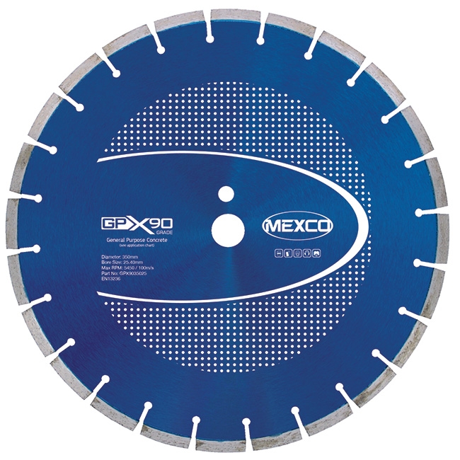 Mexco GPX90 350mm Hard Concrete Diamond Blade - 25.4mm Bore