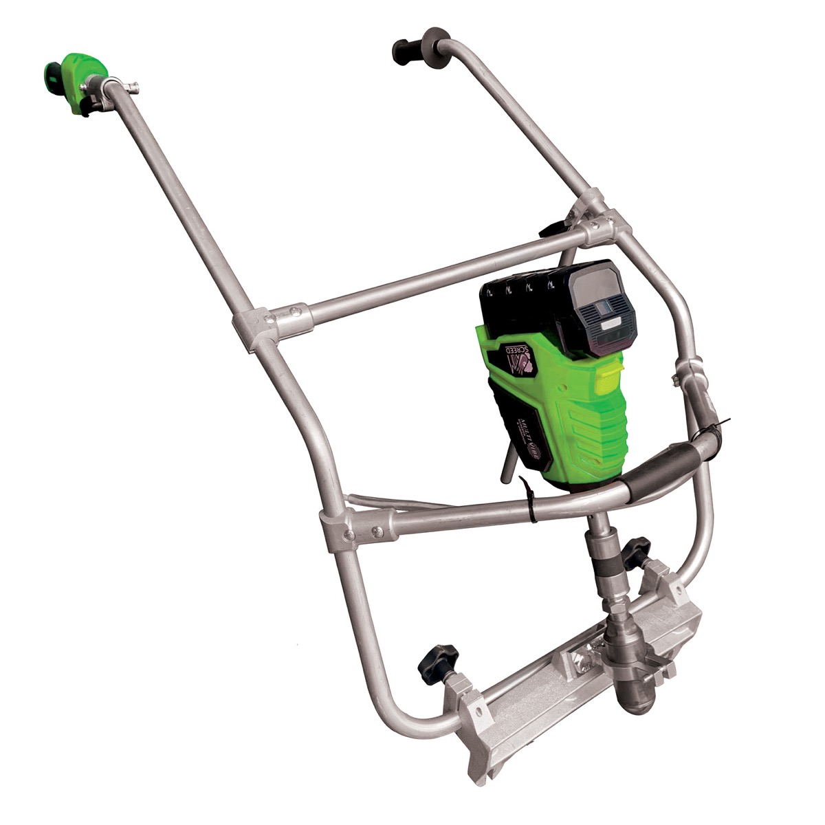 Battery powered screeds by Speedcrete. Level and vibrate your concrete indoors or outdoors with ease. This low noise unit has no fumes and special vibration reduction handles. Available in the United Kingdom and can be shipped.