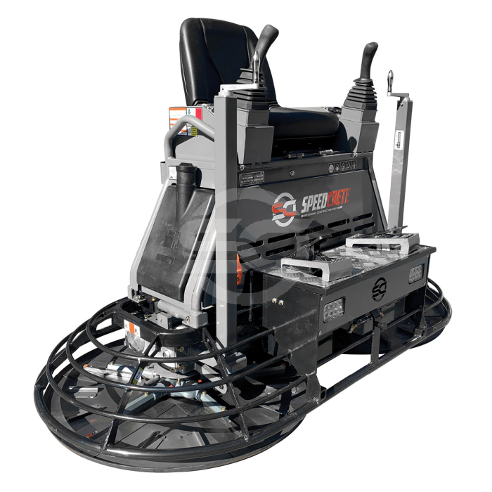Concrete finishing and levelling power trowel. This five blade hydraulic machine is supplied by Speedcrete for concrete professionals in the United Kingdom.