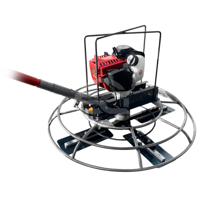 The Pole Trowel from Speedcrete is a lightweight (20kg) petrol powered resin bound levelling trowel. This piece of equipment can be used instead of manual hard labour with hand tools. Available to order in the United Kingdom.