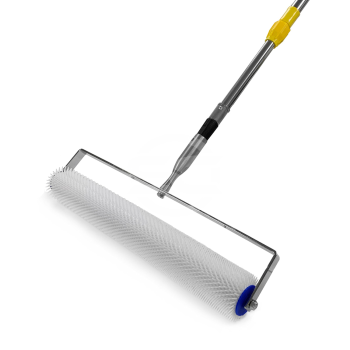 Spiked Epoxy Floor Roller with an adjustable 2m maximum length handle,. Available from Speedcrete, United Kingdom.