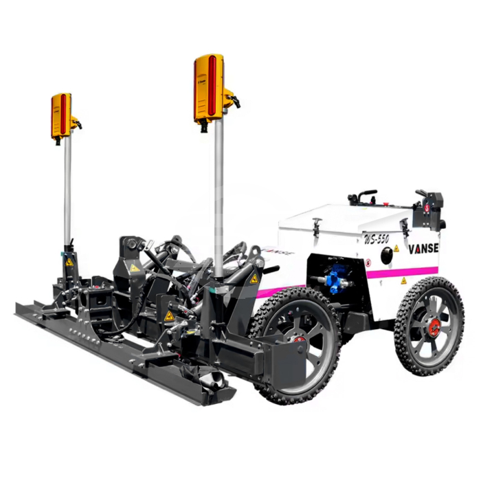 The Vanse WS550 hydraulic concrete laser controlled ride-on concrete screed levels and applies vibration across a 2.4m (7.8ft) front head. This concrete levelling machine is powered by the petrol Honda GX690 engine. Speedcrete, United Kingdom. The Vanse WS550 hydraulic concrete laser controlled ride-on concrete screed levels and applies vibration across a 2.4m (7.8ft) front head. This concrete levelling machine is powered by the petrol Honda GX690 engine. Speedcrete, United Kingdom.