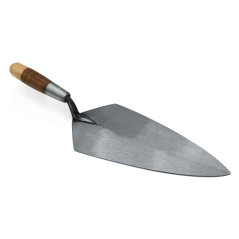 W.rose Philadelphia pattern brick trowel with a leather handle. This professional masonry tool is available in the United Kingdom via Speedcrete.