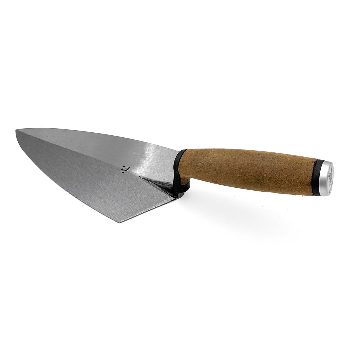 Philadelphia Pattern Kokoro Brick Trowel with a leather handle. These professional masonry tools are made from a single piece of forged steel for extra strength. Available from Speedcrete, United Kingdom.