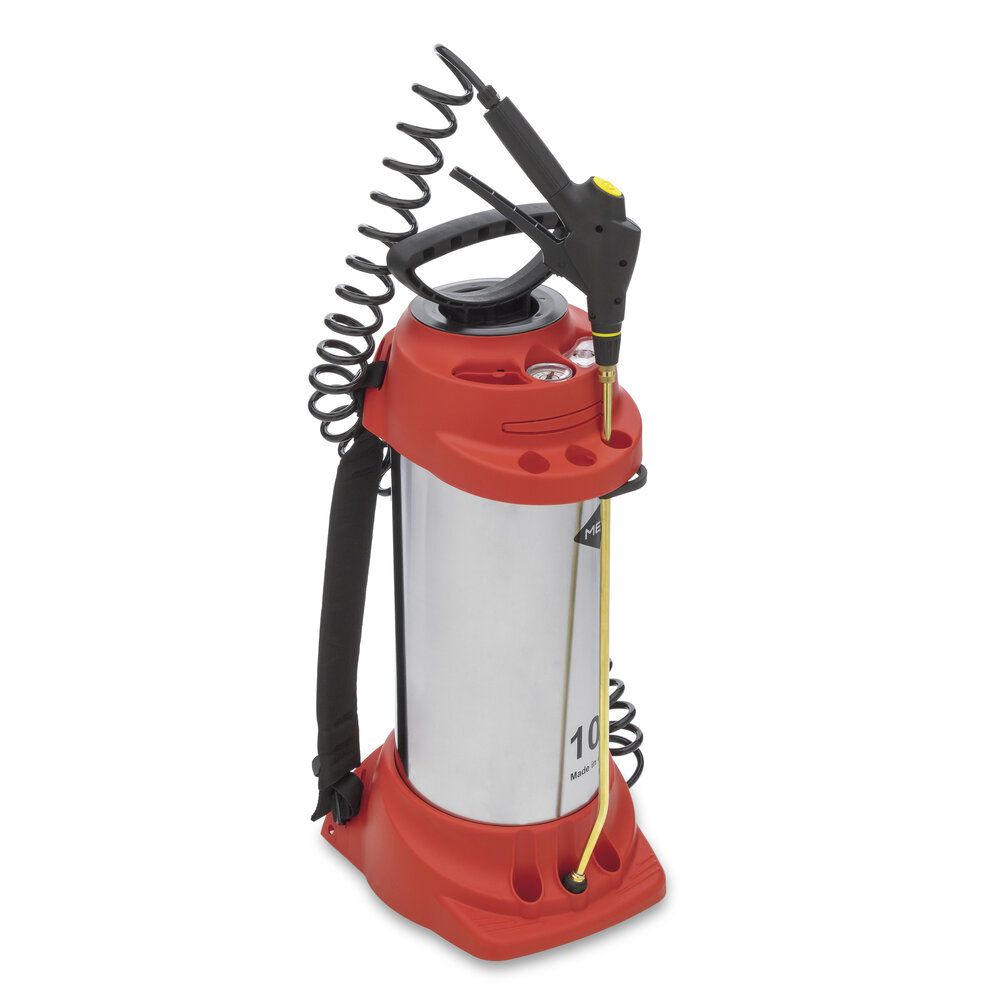 Mesto INOX PLUS 10 compression sprayer. This professional sprayer can be used to spray numerous types of liquids or chemicals. Available from Speedcrete, United Kingdom.