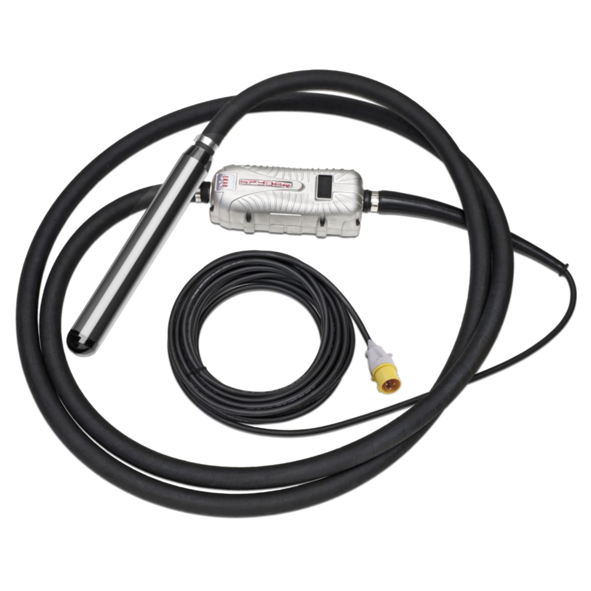 Spyder Pro Excel 50mm Head, 7m flex, 15m cable. The high frequency Spyder Pro is a compact and cost efficient concrete vibrator. Due to the converter and vibrator being an all in one package you don't need to purchase the equipment in 2 separate parts. Av