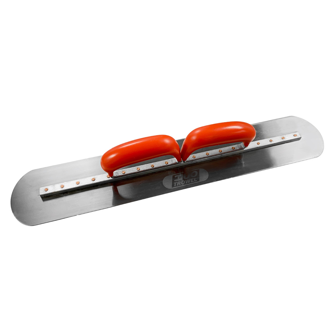 Resin Double Handle Duo Trowel 550mm x 100mm. This trowel has been designed so that both hands can be used to apply the optimal pressure required to place resin bound gravel material. It adds both comfort and control.