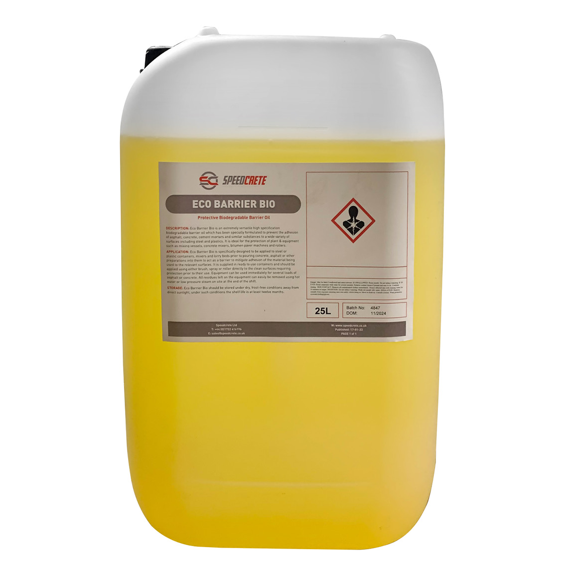 Eco barrier Bio is an extremely versatile high specification biodegradable barrier oil which has been specially formulated to prevent the adhesion of asphalt, concrete, cement mortars and similar substances to a wide variety of surfaces including steel an
