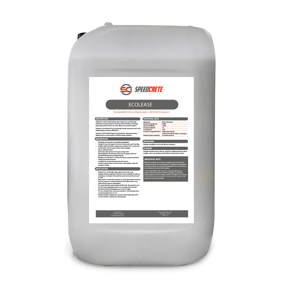 EcoLease Water Based Release Agent 25ltr