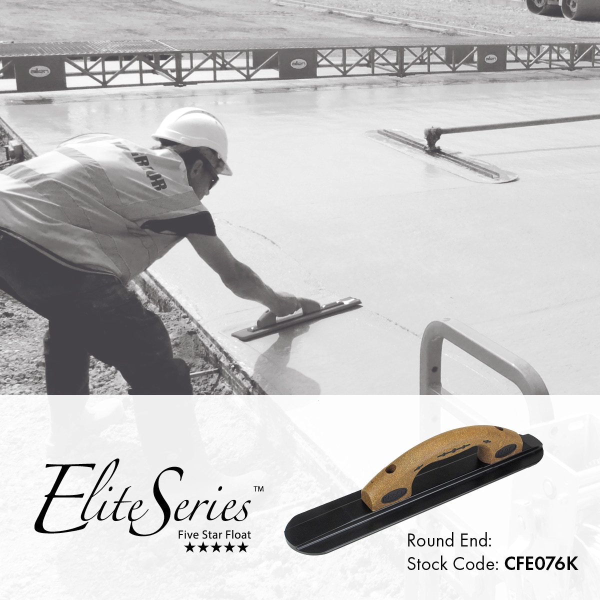 18" x 3-1/4" Elite Series Five Star™ Square/Square End Magnesium Float with Cork Handle. Made for concrete finishing, available from Speedcrete in the United Kingdom.