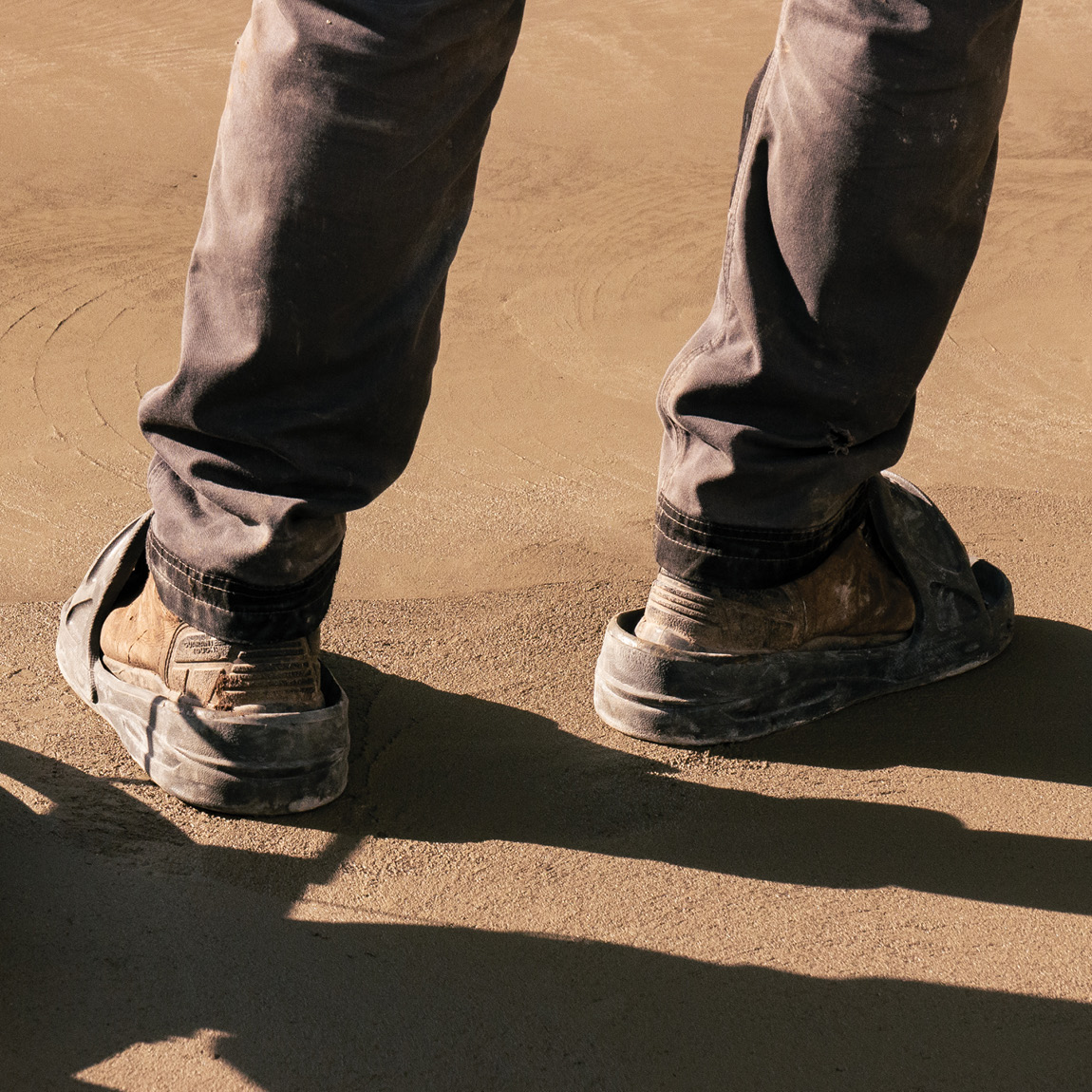 Float finishing shoes are designed to keep marks off the concrete. These flat shoes have a super smooth finish so when operating a float you can move across the surface making minimal grip marks. Available from speedcrete, United Kingdom.