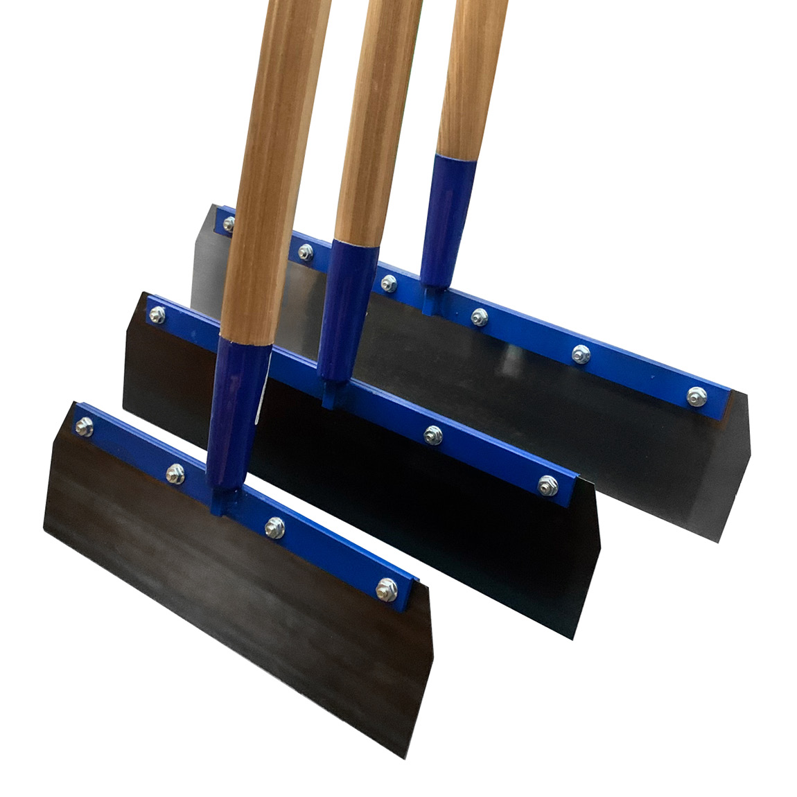 CC222 22" wide steel floor scraper blade attached to a durable wooden pole. These scrapers are used on working environments to remove stubborn materials from walls and floors.