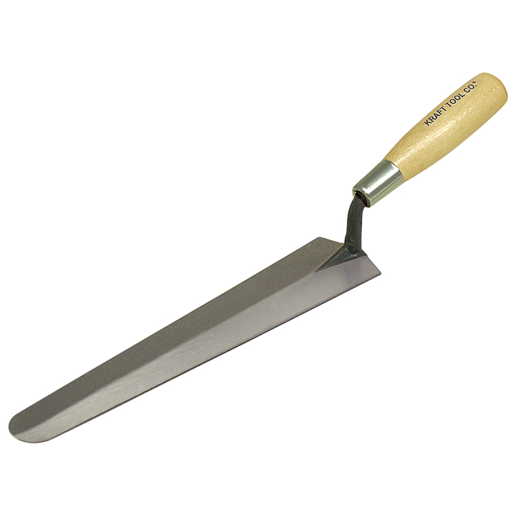 Duck Bill trowel 10" x 2" Blade with wooden grip.

Duck Bill Trowels are a useful addition to a brick layers tool kit. Ideal for finishing awkward areas around stands and corners. features a traditional smooth wooden grip. Forged from one piece of steel