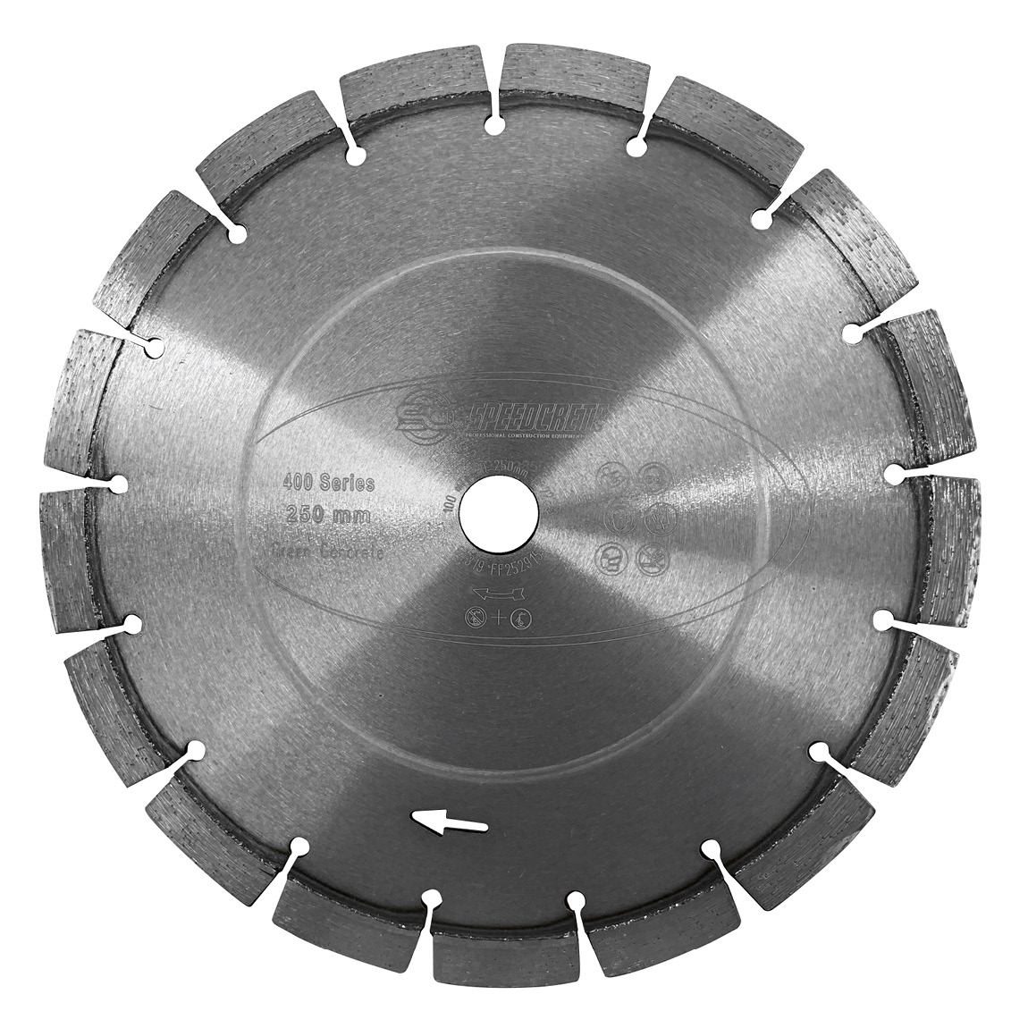 10 inch blade Premium Grade Green Concrete blade uses diamonds embedded in metal to cut expansion joints in concrete slabs and is used on the same day as the pour. Available from Speedcrete, United Kingdom.